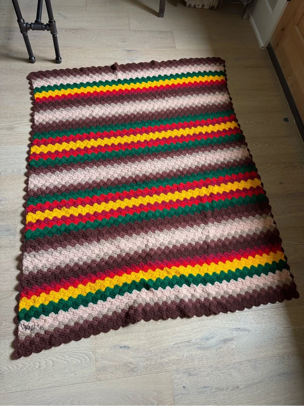 Handcrafted Multicolor Crochet Throw Blanket - Cozy Home Accent